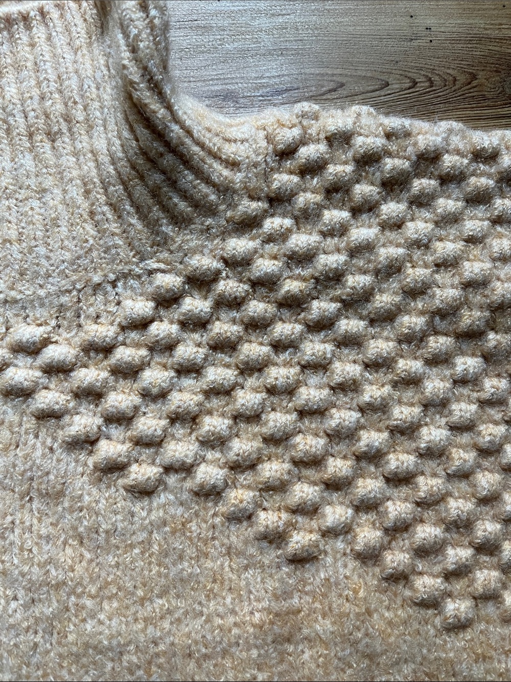 New! FREE PEOPLE M Camel Heather Bradley Boho Turtleneck Sweater - Picture 6 of 8